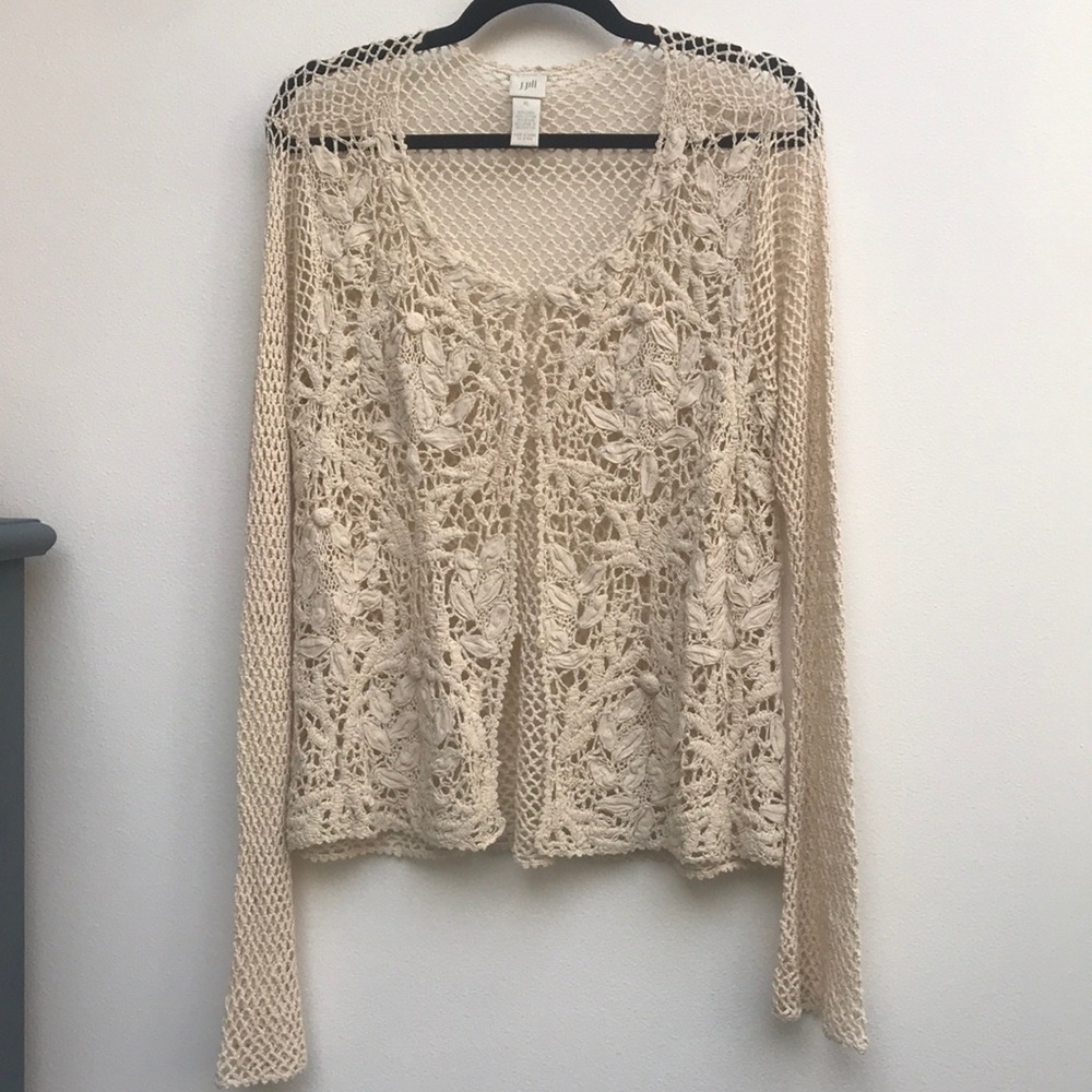 J.Jill knit cardigan sweater in cream. Size XL